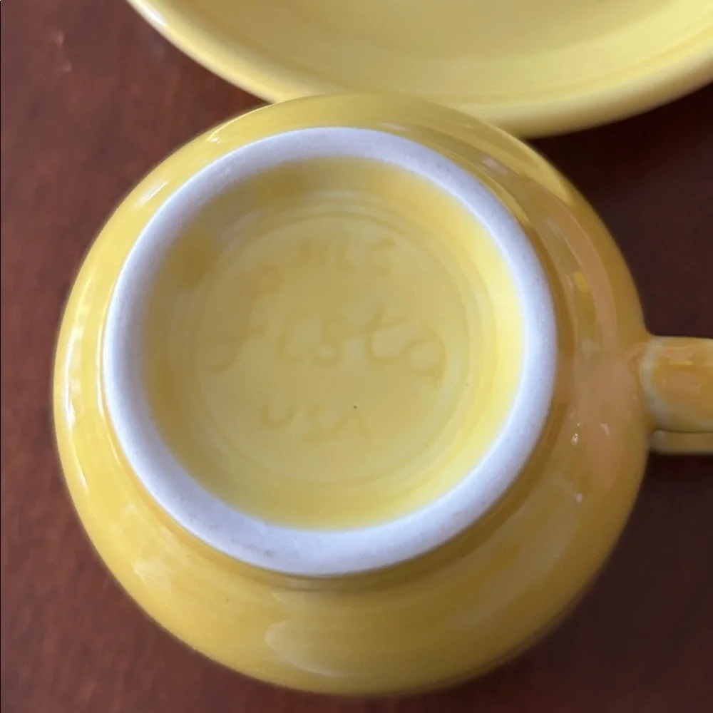 Fiestaware Ceramic Cup and Saucer Sets (like new condition) yellow coral